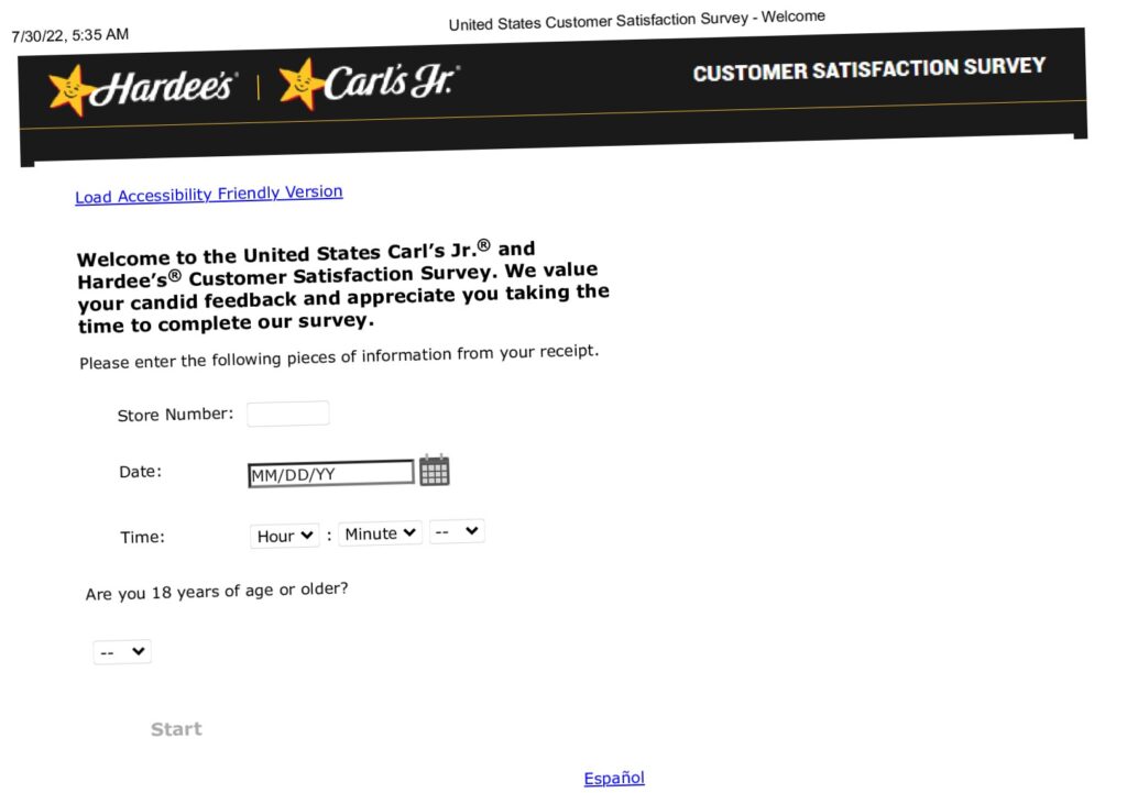 tellhappystar Survey steps United States Customer Satisfaction Welcome